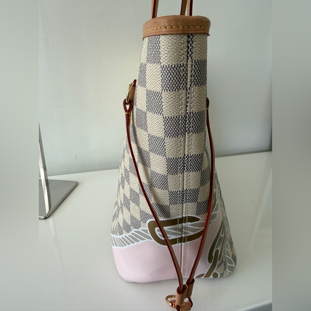 LOUIS VUITTON Damier Azur Nautical Neverfull MM  w/o Pochette Handbag Bag - Picture 6 of 11